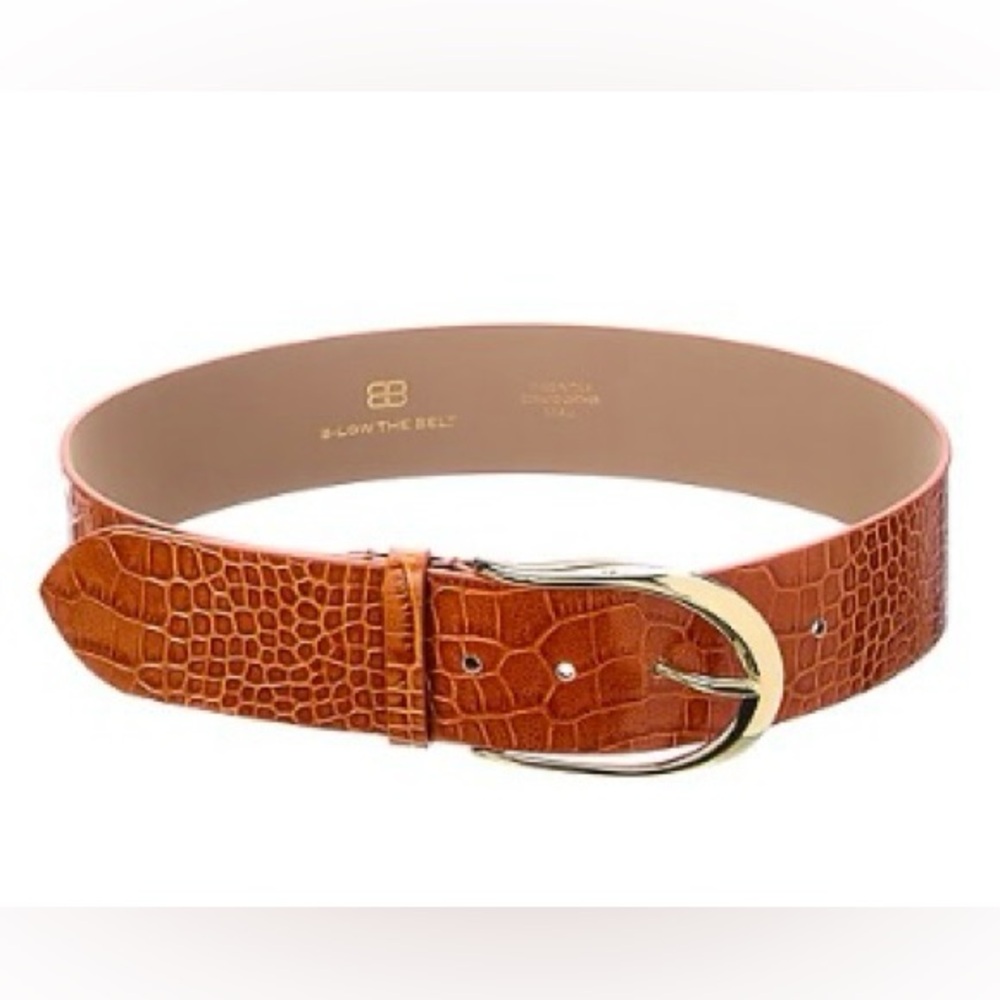 B-Low The Belt Erin Croc-Embossed Leather Waist Cinched Belt XS